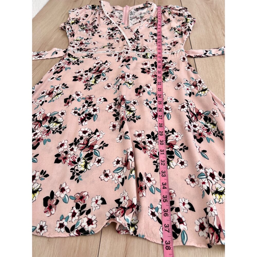 Suzanne Betro Light Pink Floral Short Sleeve Ladder Lace Trim Dress XL / Pin-Up - Picture 13 of 16